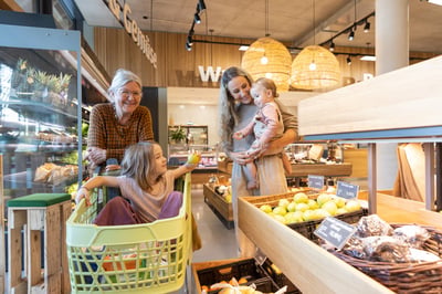 Family shopping for fresh produce