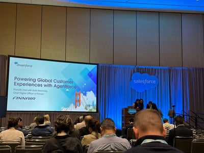 Dreamforce conference room with screen and stage