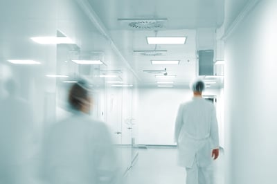 Medical workers walking in a hallway